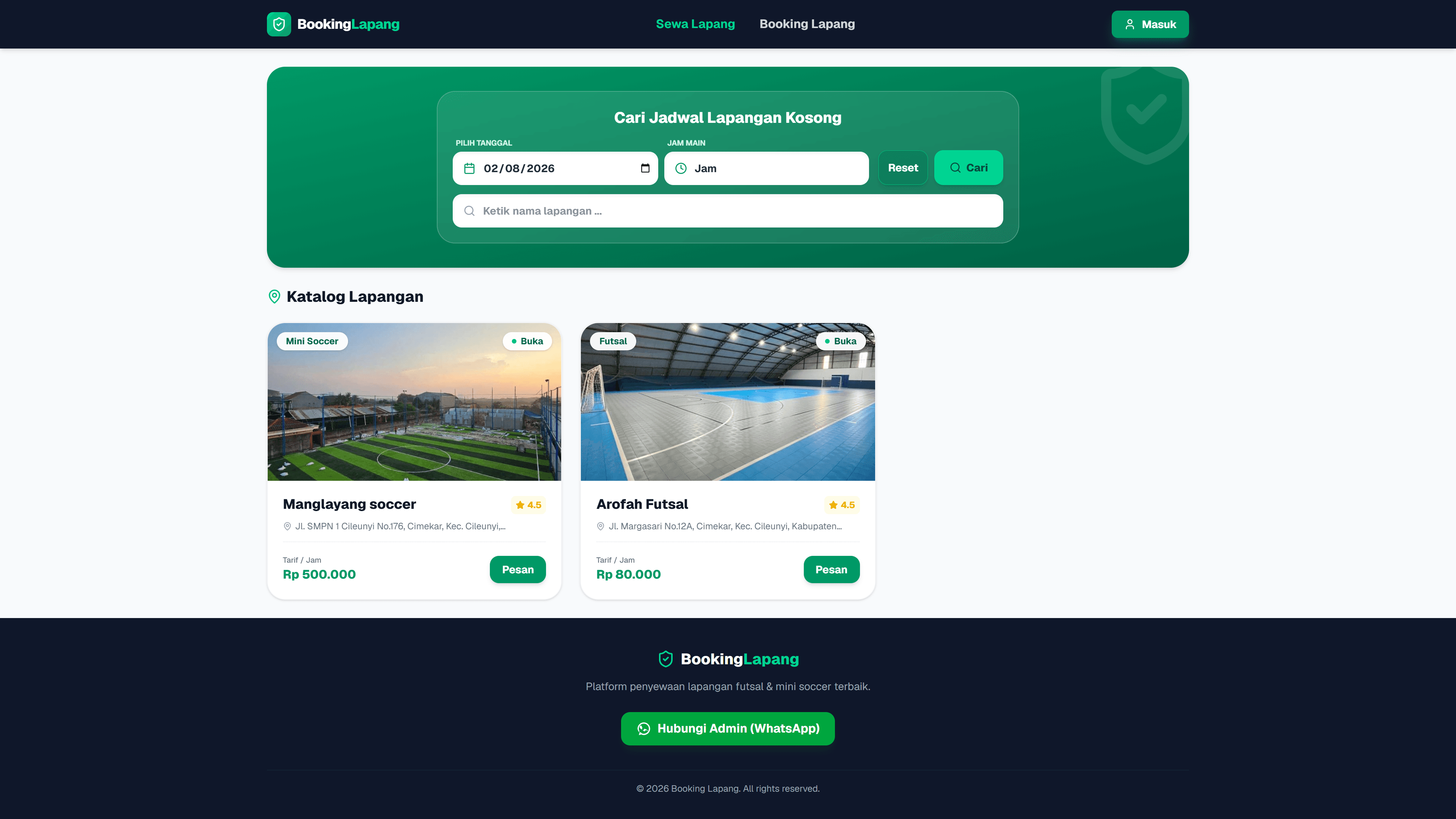 Booking Lapang Futsal dan Minisoccer tampilan 1